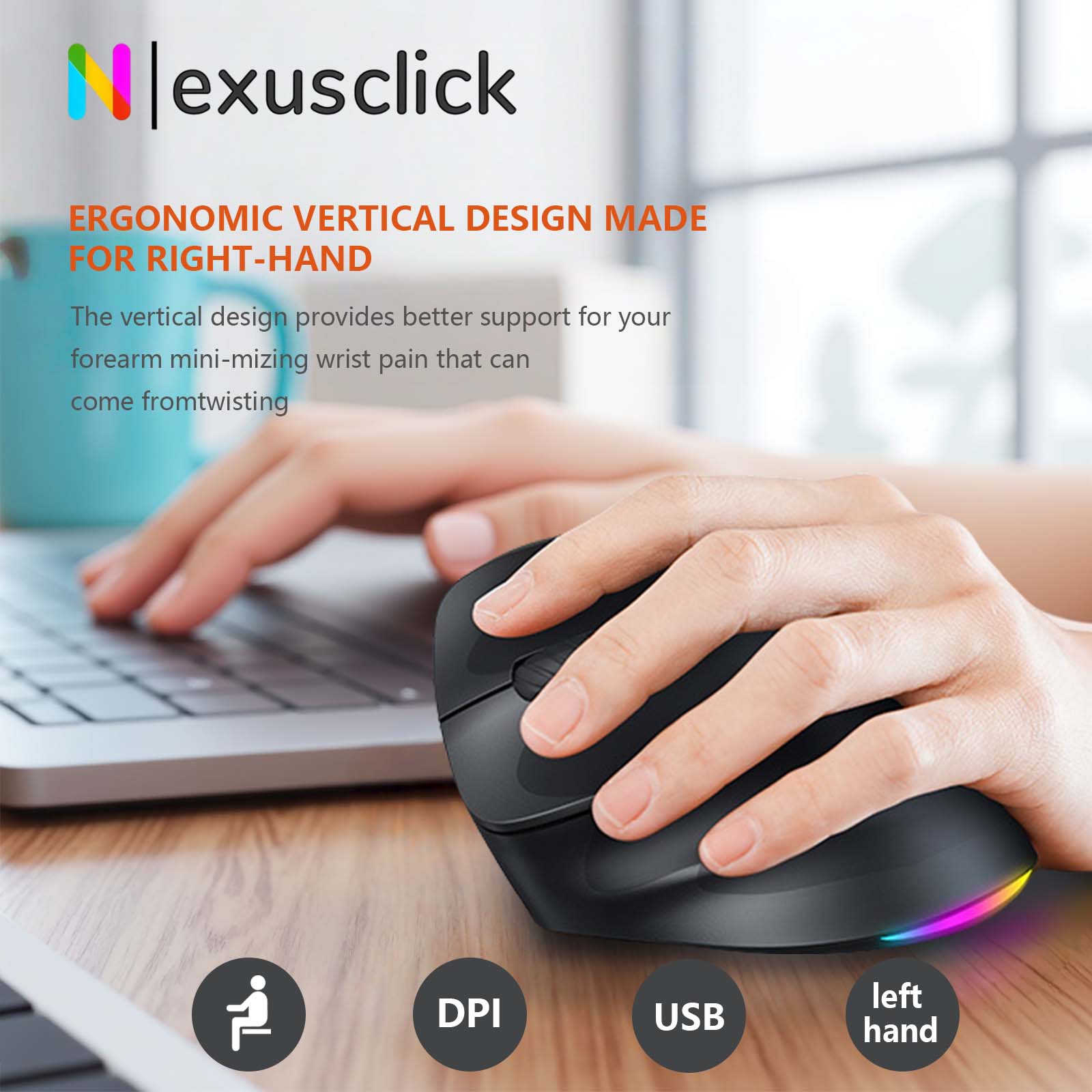 Ergonomic Mouse Vertical - Беспроводная эргономичная вертикальная мышь Meetion Mishen