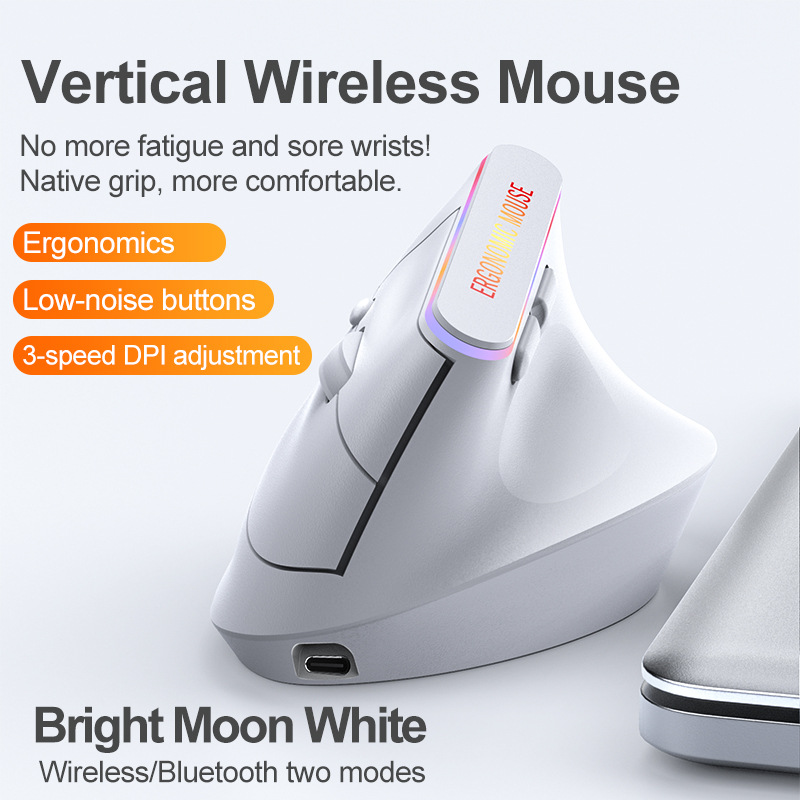 Ergonomic Mouse Vertical - Портативная вертикальная беспроводная мышь, перезаряжаемая, 2.4G