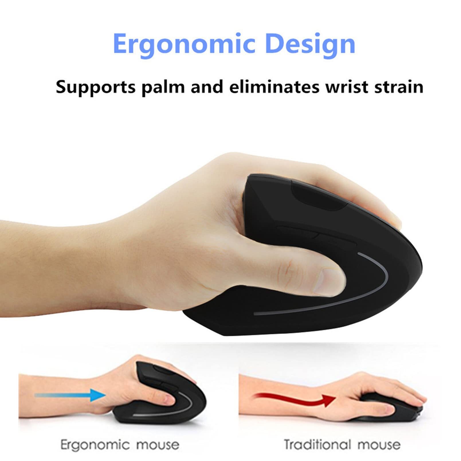 Ergonomic Mouse Vertical - Беспроводная вертикальная мышь для левшей, эргономичная,