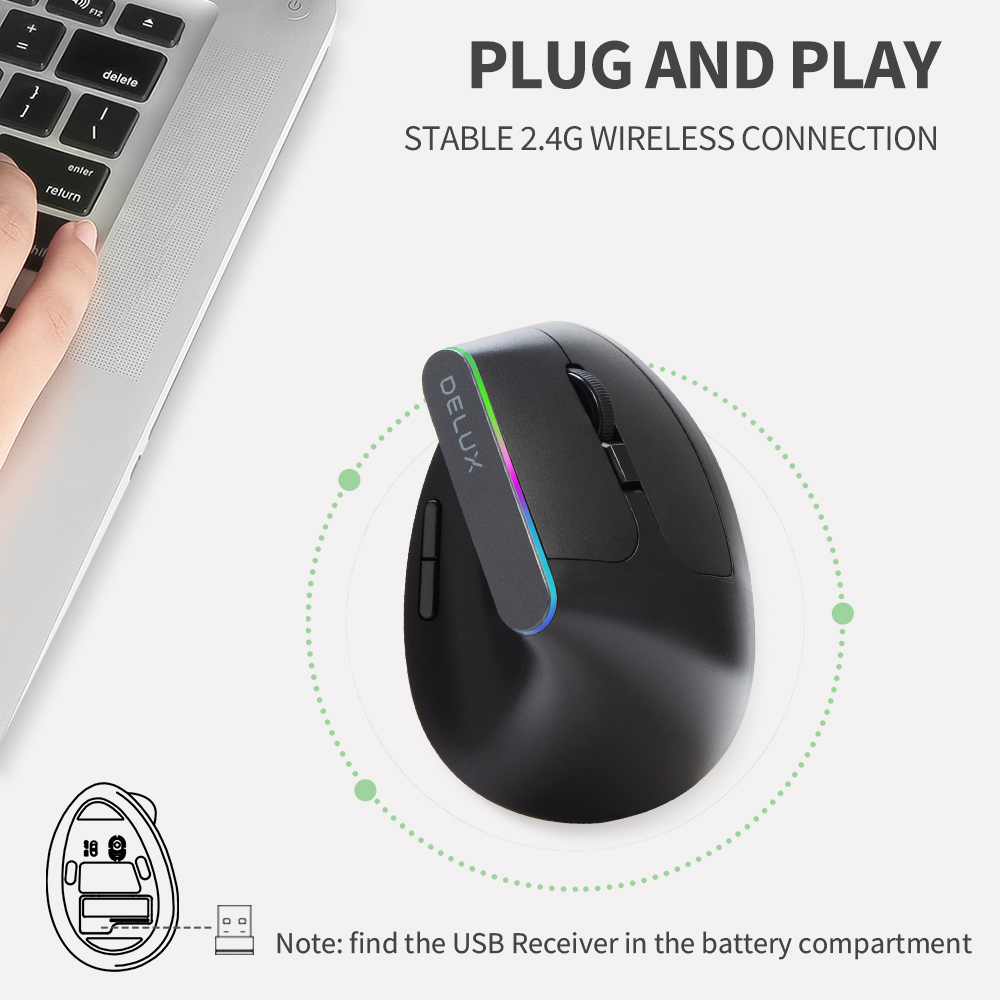 Delux M618C Беспроводная бесшу – обзор и цена Ergonomic Mouse Vertical